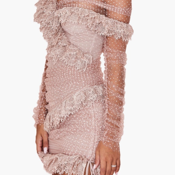 House of CB, Light Pink, Sorrel Tulle Asymmetric Minidress, XS - Picture 3 of 10